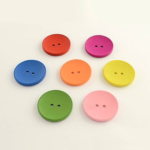 Drevené gombíky 25 mm, 10 ks - farebný mix