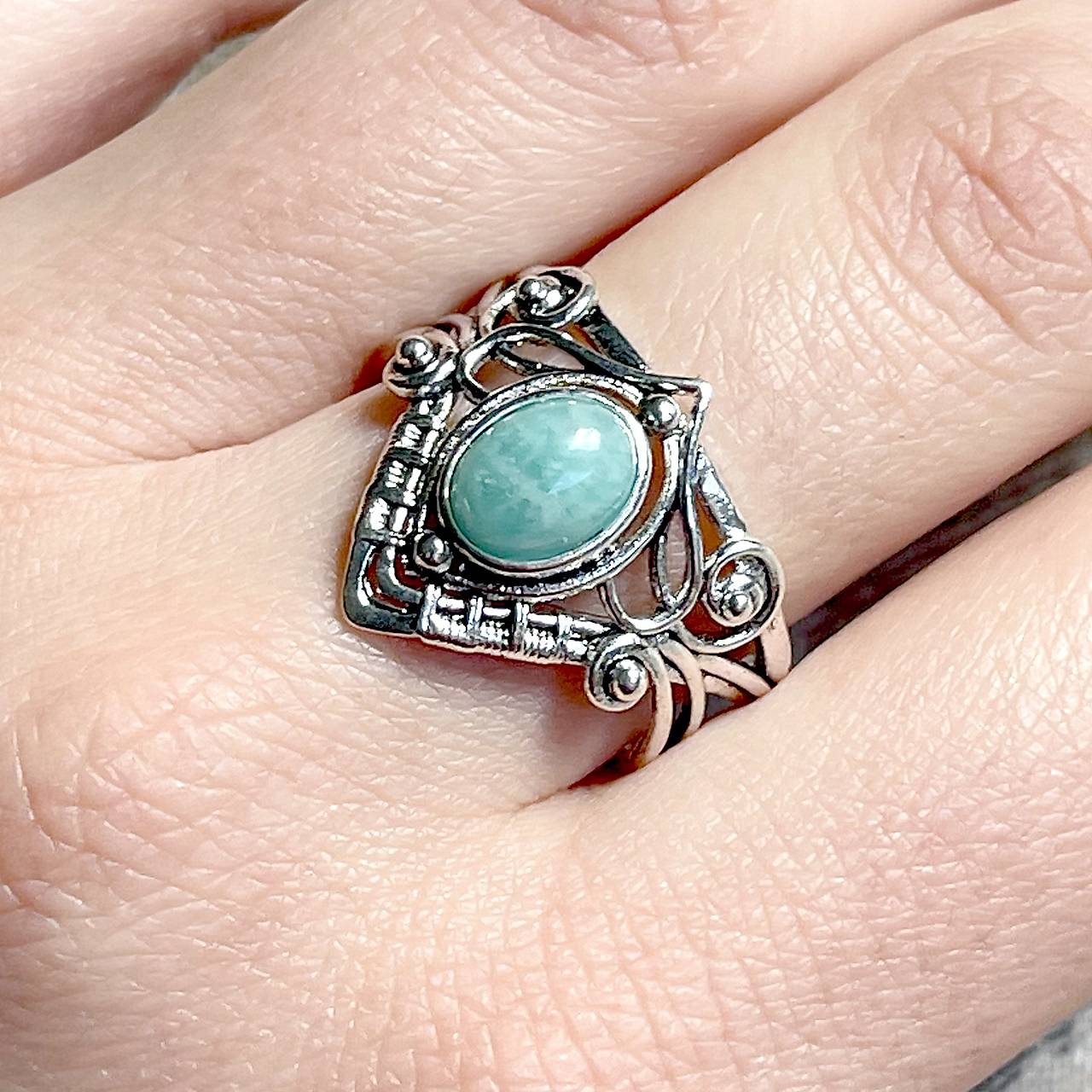 Elvian Mystic Amazonite Vintage Ring / Elfský mystický prsteň s amazonitom