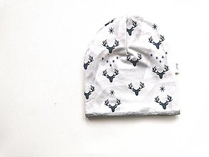Detské čiapky - Dvojvrstvová čiapka"grey&deer" - 12953191_