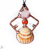 Náhrdelníky - medený šperk - lastúra, manganokalcit, koral,krištáľ - 12955304_