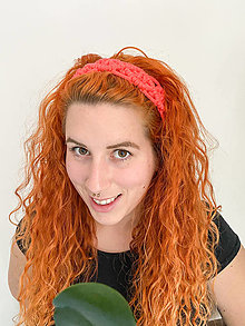 Ozdoby do vlasov - Makramé čelenka do vlasov (Neonová oranžová) - 12951731_