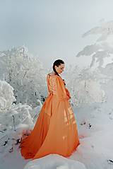 Šaty - Oranžové šifónové šaty Očovianka - 12956156_