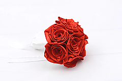 Kytice pre nevestu - Saténová kytica červená ruže - 12958488_