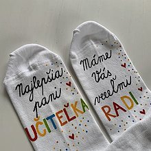 Ponožky, pančuchy, obuv - Maľované ponožky pre PANI UČITEĽKU (Máme Vás veeeľmi radi (BIELE)) - 12957397_