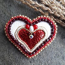Brošne - Srdcomilka dvojitá-brošňa v tvare srdca - 12959877_