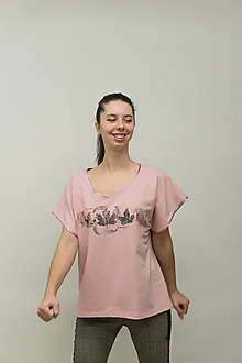 Topy, tričká, tielka - Dámske staroružové tričko s listami - 12956845_
