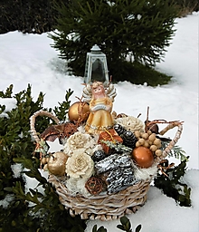 Dekorácie - Vianočná dekorácia s anjelikom v košíčku - 12964931_