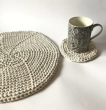 Úžitkový textil - Prestieranie okrúhle na stôl. (Natur - ecru Ø 14 cm) - 12964380_