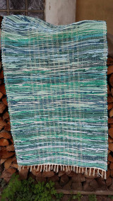 Ručne tkaný koberec, tyrkysovo - zelený