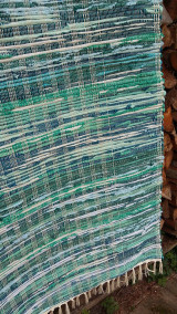 Úžitkový textil - Koberec tkaný ,,tyrkysovo zelený,, 80x180cm - 12964689_