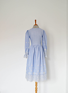 Šaty - Bavlnené prúžkované šaty s riasenou sukňou s bordúrou - 12962588_