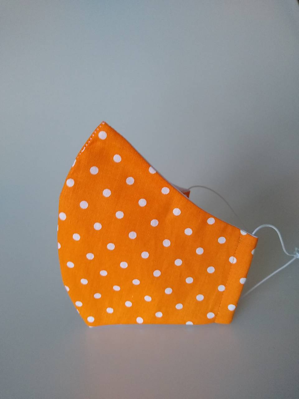 Dizajnové rúško bodka oranžová tvarované dvojvrstvové