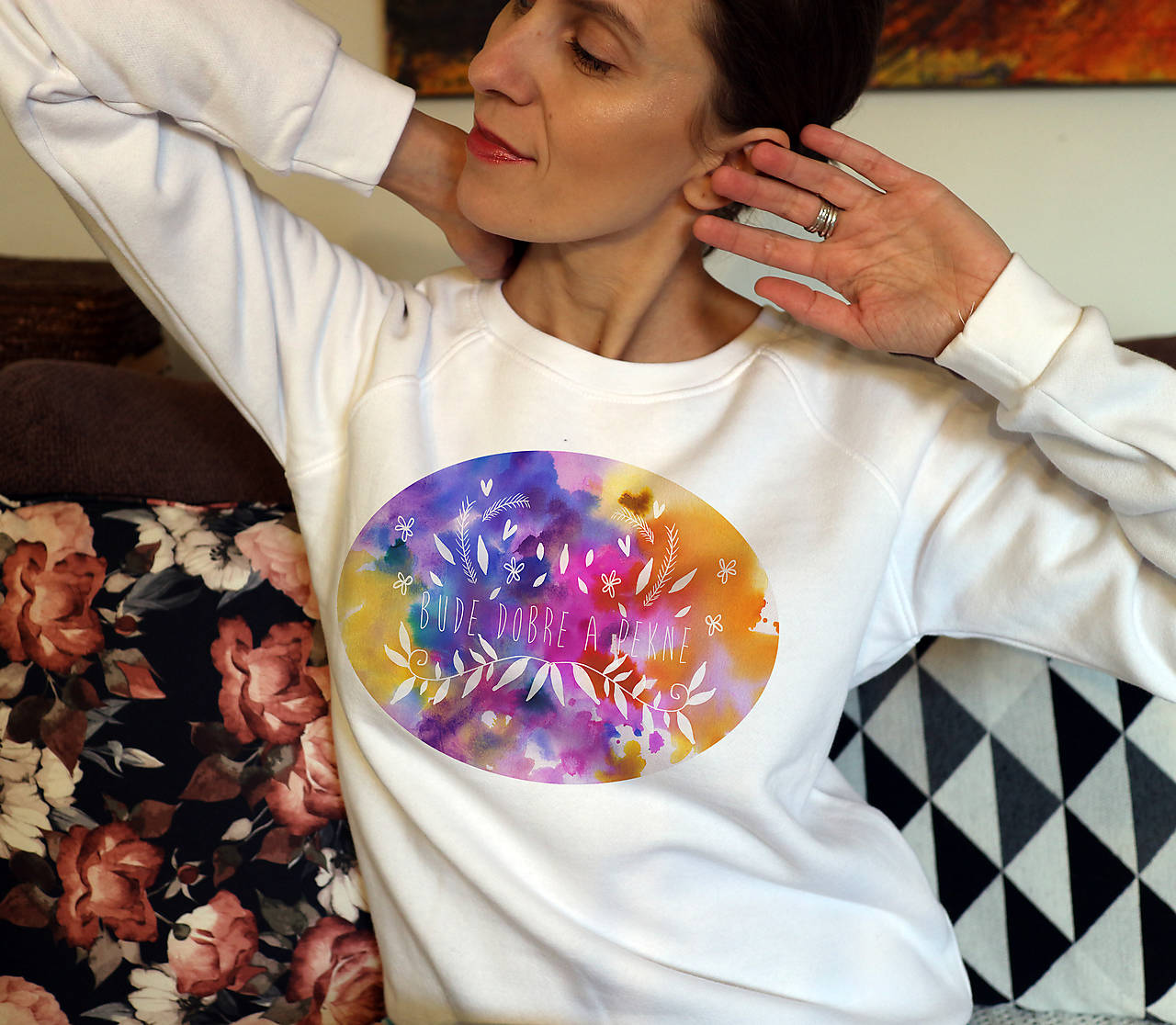 Dobre a pekne/ JN biela mikina