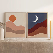 Obrazy - Set printov so slnkom a mesiacom - 12969157_