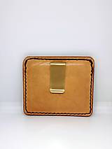 Peňaženky - Kožená minimalistická peňaženka s klipom  (Meď/Bronz) - 12974484_