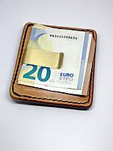 Peňaženky - Kožená minimalistická peňaženka s klipom  (Meď/Bronz) - 12974487_