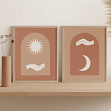Grafika - Magický set plagátov so slnkom a mesiacom - 12973212_