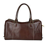 Veľké tašky - Kožená cestovná taška/kabela v tmavo hnedej farbe - 12976303_