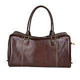 Veľké tašky - Kožená cestovná taška/kabela v tmavo hnedej farbe - 12976304_