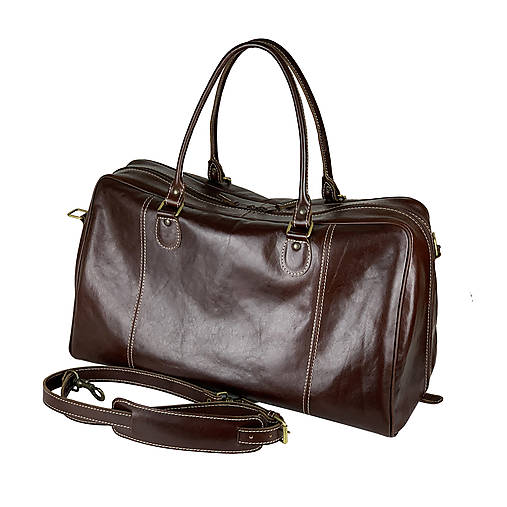 Kožená cestovná taška/kabela v tmavo hnedej farbe BIG 
