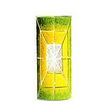 Dekorácie - Váza žltozelená české črepové sklo výška 30 cm oblá dúhový vzor - 12977080_