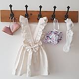 Vtáča - dievčenské ľanové šaty s volánmi a mašľou (biela)