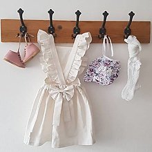 Detské oblečenie - Vtáča - dievčenské ľanové šaty s volánmi a mašľou (biela) - 12976582_
