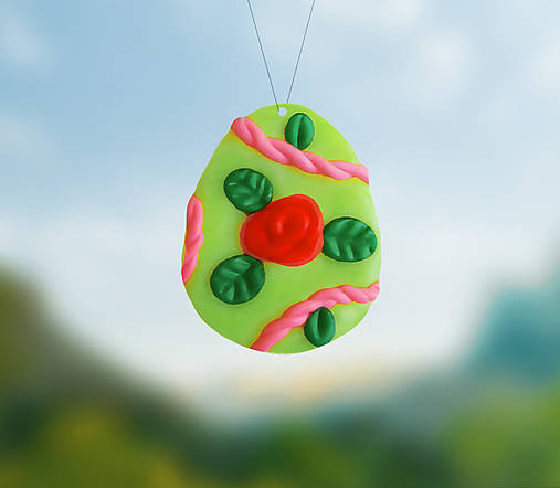 Dekorácie - Veľkonočné vajíčko mini na zavesenie - veselá ružička - 12977430_