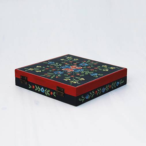 Ručne maľovaná šperkovnica Anna Hindeloopen (V2.5 cm, D14 cm, Š14 cm)