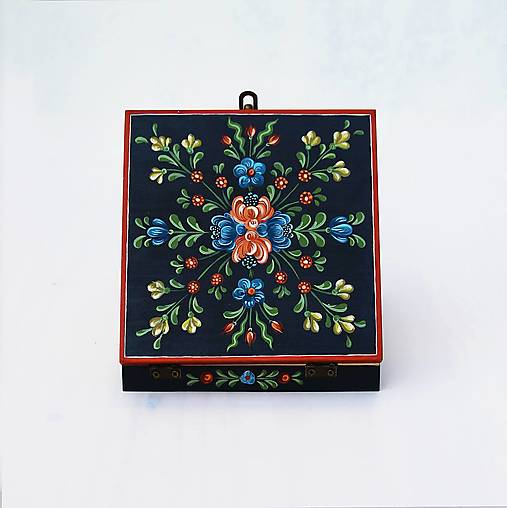 Ručne maľovaná šperkovnica Anna Hindeloopen (V2.5 cm, D14 cm, Š14 cm)