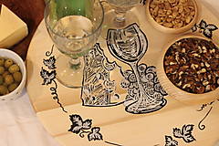 Príbory, varešky, pomôcky - Servírovací ručne maľovaný otočný podnos pre milovníkov vína. - 12981313_