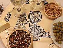 Príbory, varešky, pomôcky - Servírovací ručne maľovaný otočný podnos pre milovníkov vína. - 12981336_