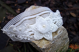 Spodná bielizeň - svadobný podväzok Ivory kvet /16€/ - 12988228_