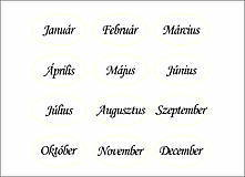 Polotovary - Rodinný kalendár-služba polaserovanie mesiacov set 12ks po maďarsky - 12985219_