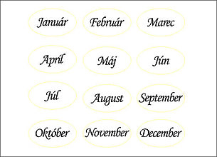 Polotovary - Rodinný kalendár-služba polaserovanie mesiacov set 12ks po slovensky - 12985215_