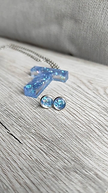 Sady šperkov - Set náušnice a náhrdelník Písmeno T (Modrá) - 12991581_