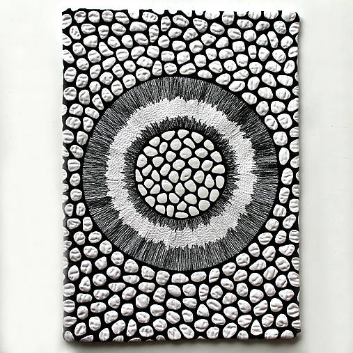 Art quilt - textilní obraz, černobílá abstrakce