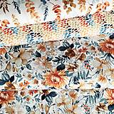 Textil - hnedomodré kvety, 100 % predzrážaná bavlna Španielsko, šírka 150 cm - 12991302_