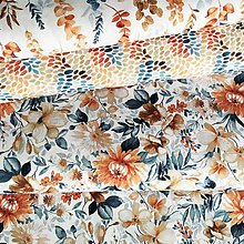 Textil - hnedomodré kvety, 100 % predzrážaná bavlna Španielsko, šírka 150 cm - 12991302_