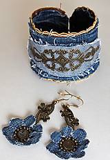 Sady šperkov - Náramok a Náušnice Denim - 12991044_