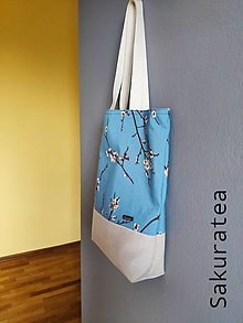 Nákupné tašky - Taška Sakura na modrej - 12994847_