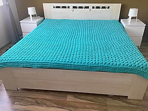 Úžitkový textil - Prehoz na manželskú posteľ z Alize Puffy 200x200cm - tyrkysový - 12991138_