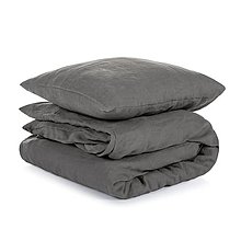 Úžitkový textil - Ľanové obliečky Dark Grey 140x200,50x70 - 12991236_