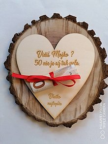 Papiernictvo - Drevena pohľadnica srdce k narodeninám - 12994962_