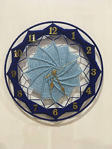 Hodiny - Vypletané nástenné hodiny - modré - 12995241_