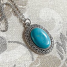 Náhrdelníky - Turquoise & Antique Silver Necklace / Náhrdelník s tyrkysom v starostriebornom prevedení - 12995568_