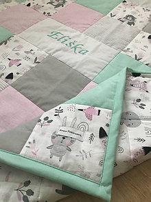 Detský textil - Patchwork hracia deka pre bábätko s menom - 12999602_