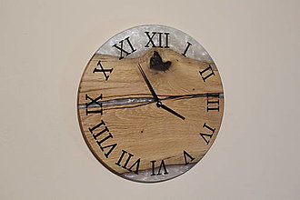 Hodiny - epoxidové drevené hodiny silver 2 - 12995924_