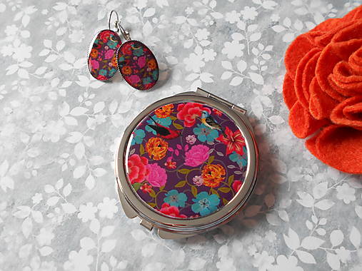 Zrkadielka - Zrkadielko s vtáčikmi XI. (zrkadielko + náušničky) - 13003403_