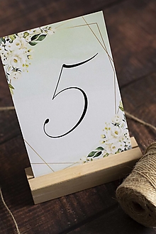 Papiernictvo - Číslovanie na svadobný stôl - Krémové kvety - 13000302_